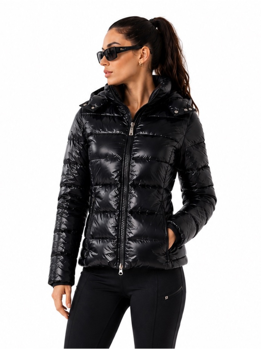 ADD Icon10 Deep Navy Glossy Goose Down Puffer Jacket Hooded Italian Luxury Small